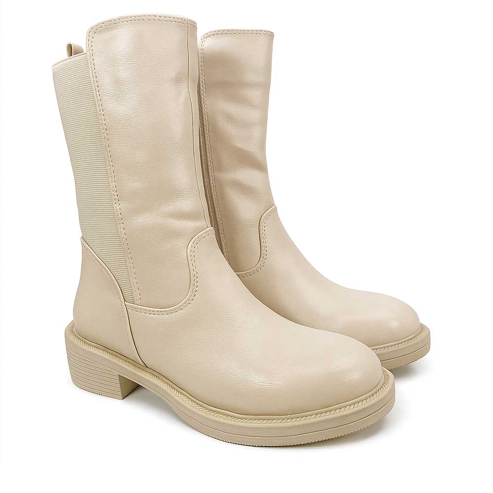Women's leather half boot - Beige