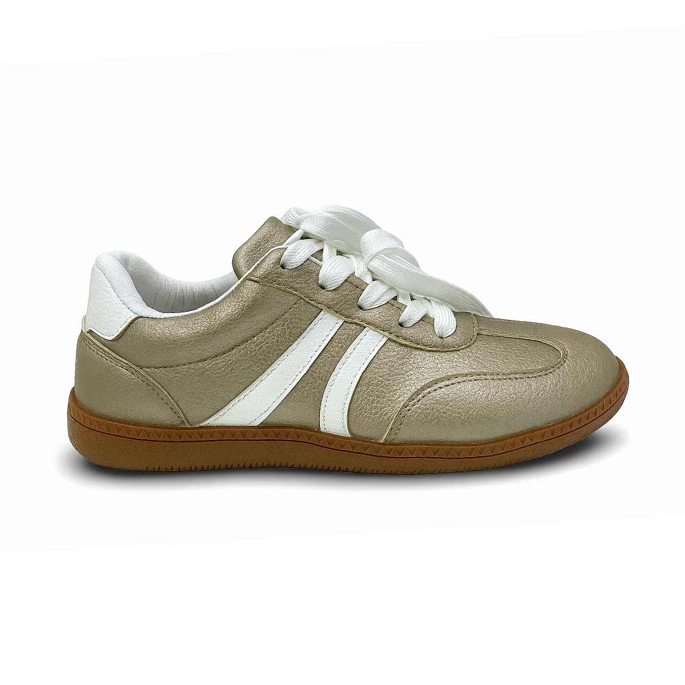 Women trendy leather sneaker - Gold