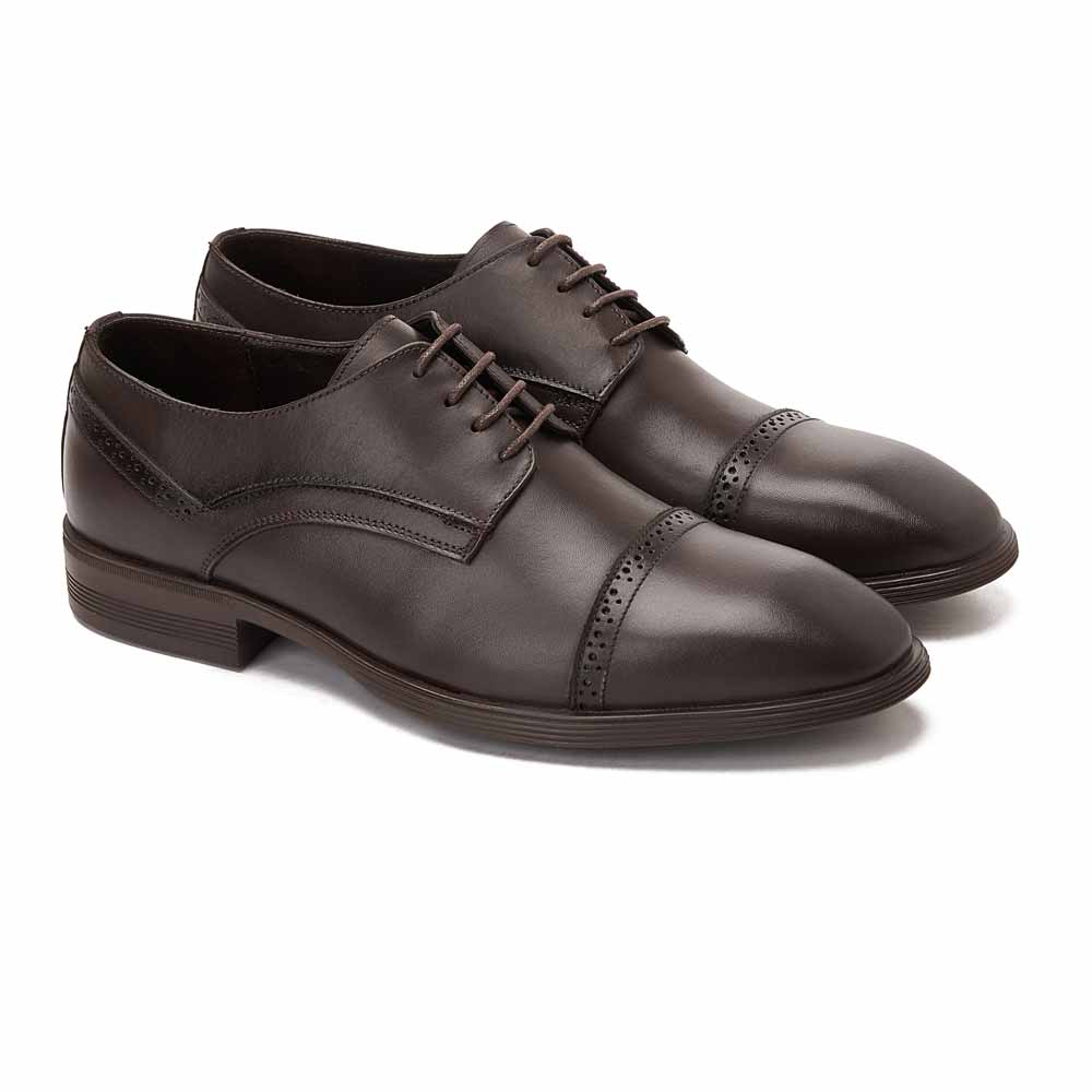 Men leather derby shoes - Brown