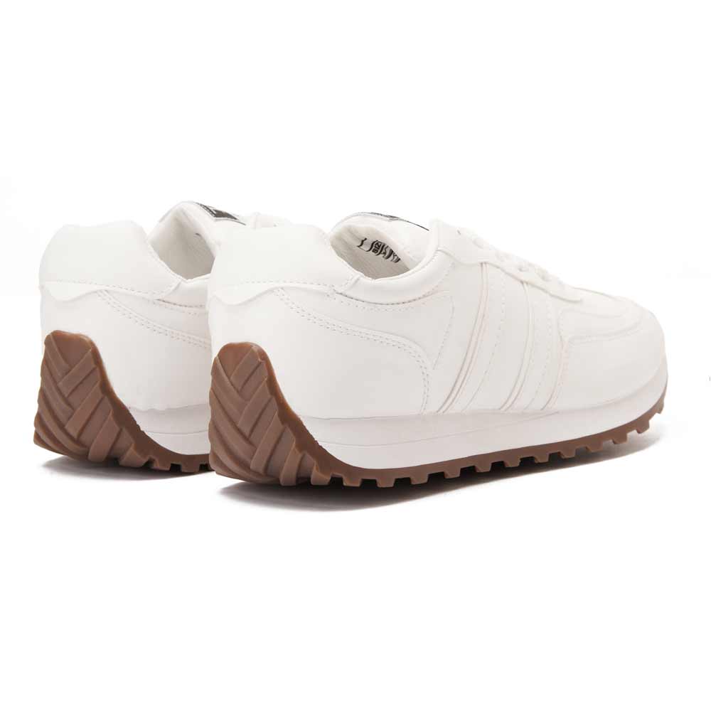 Women's casual lace-up trainers - White