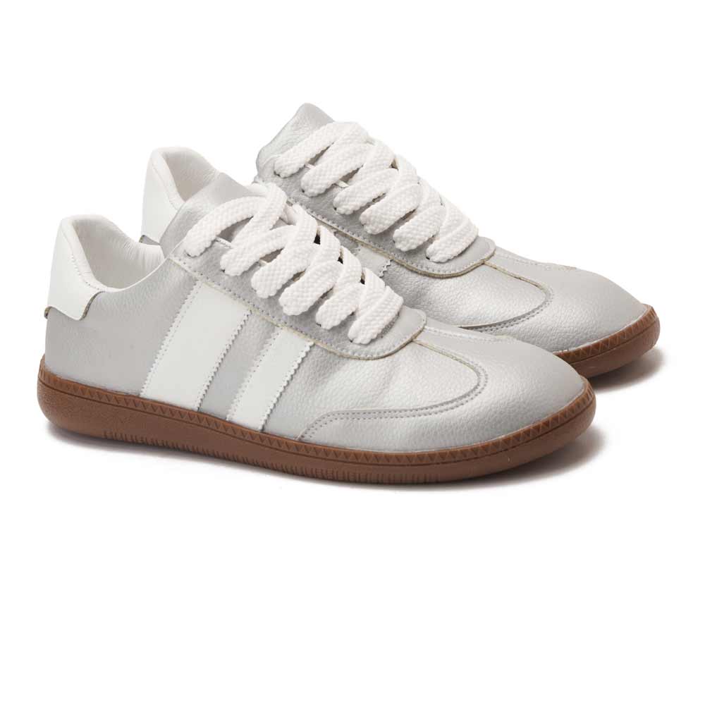 Women trendy leather sneaker - Silver