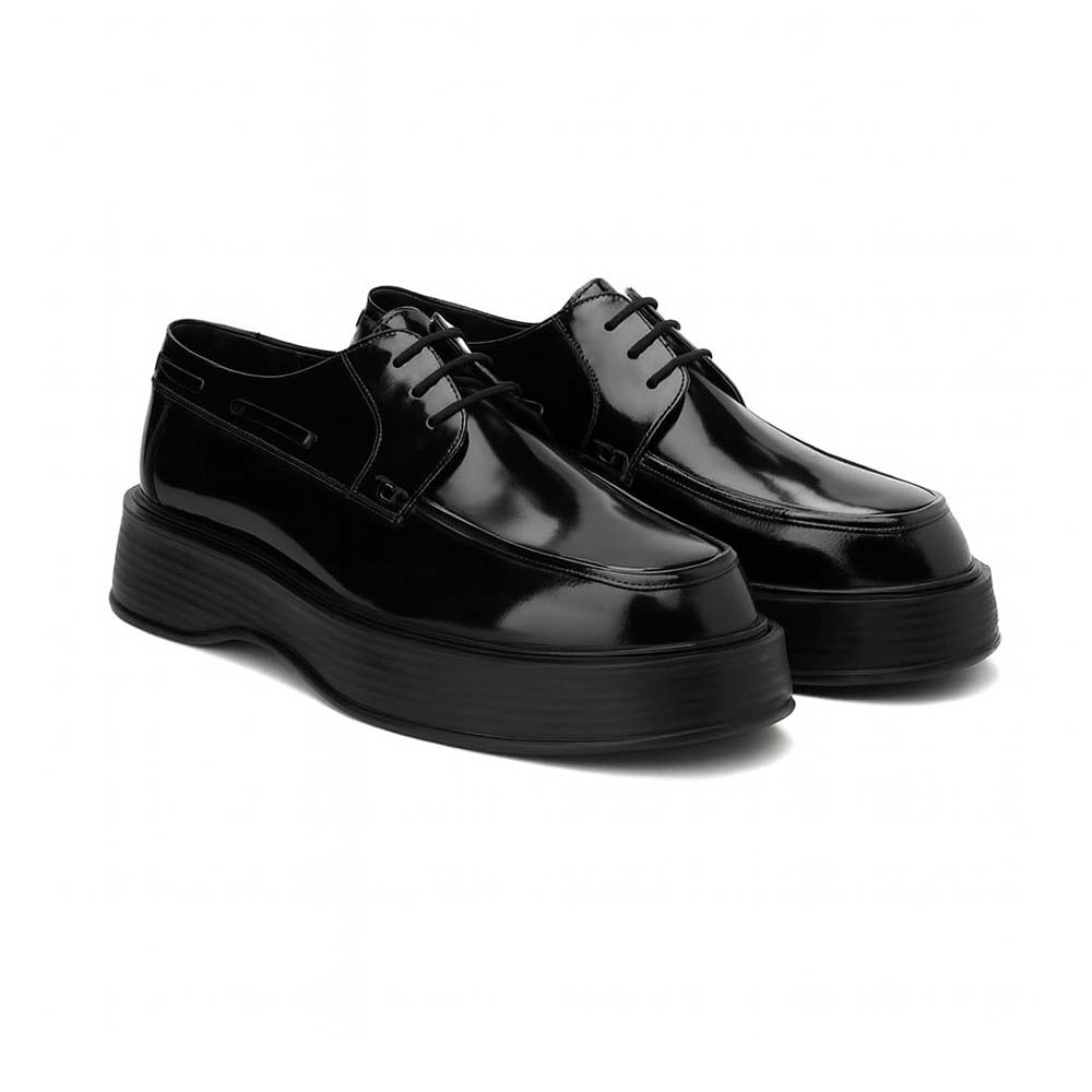 Men's high sole leather shoes - Black1