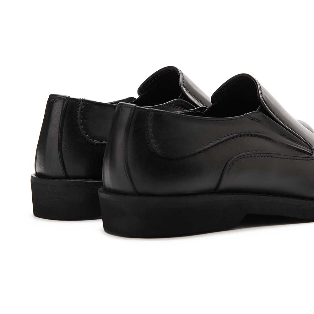 Leather slip on shoes with eva sole - Black1