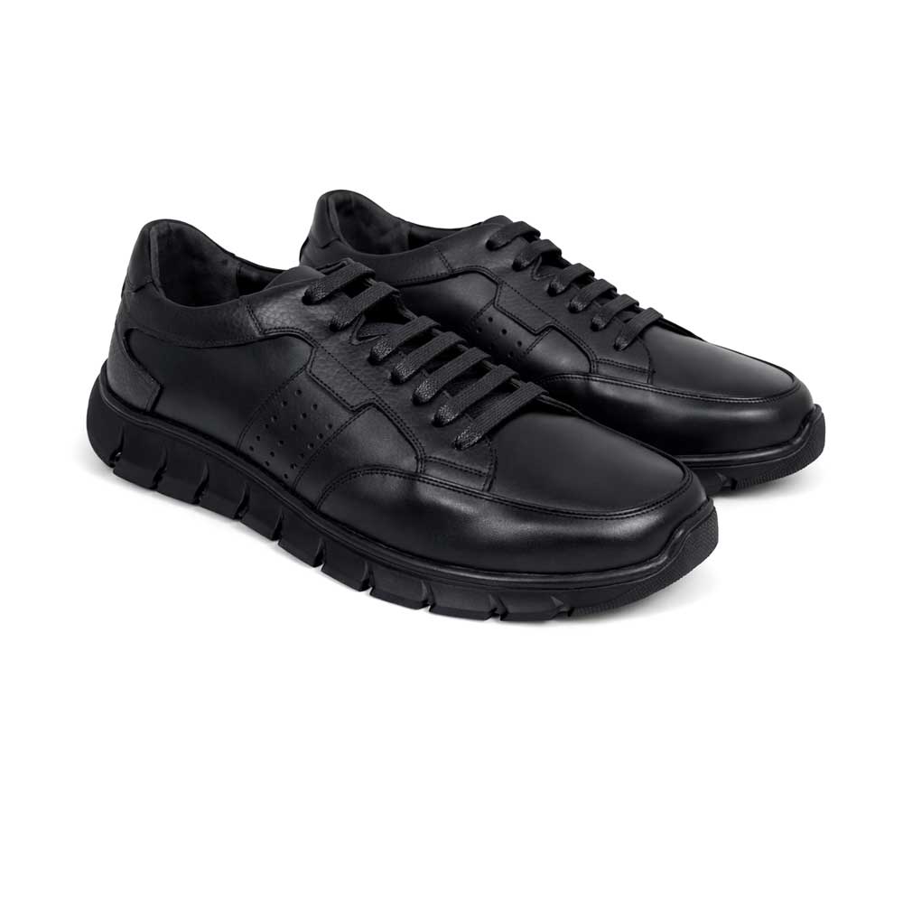 Men geniune leather trainers - Black