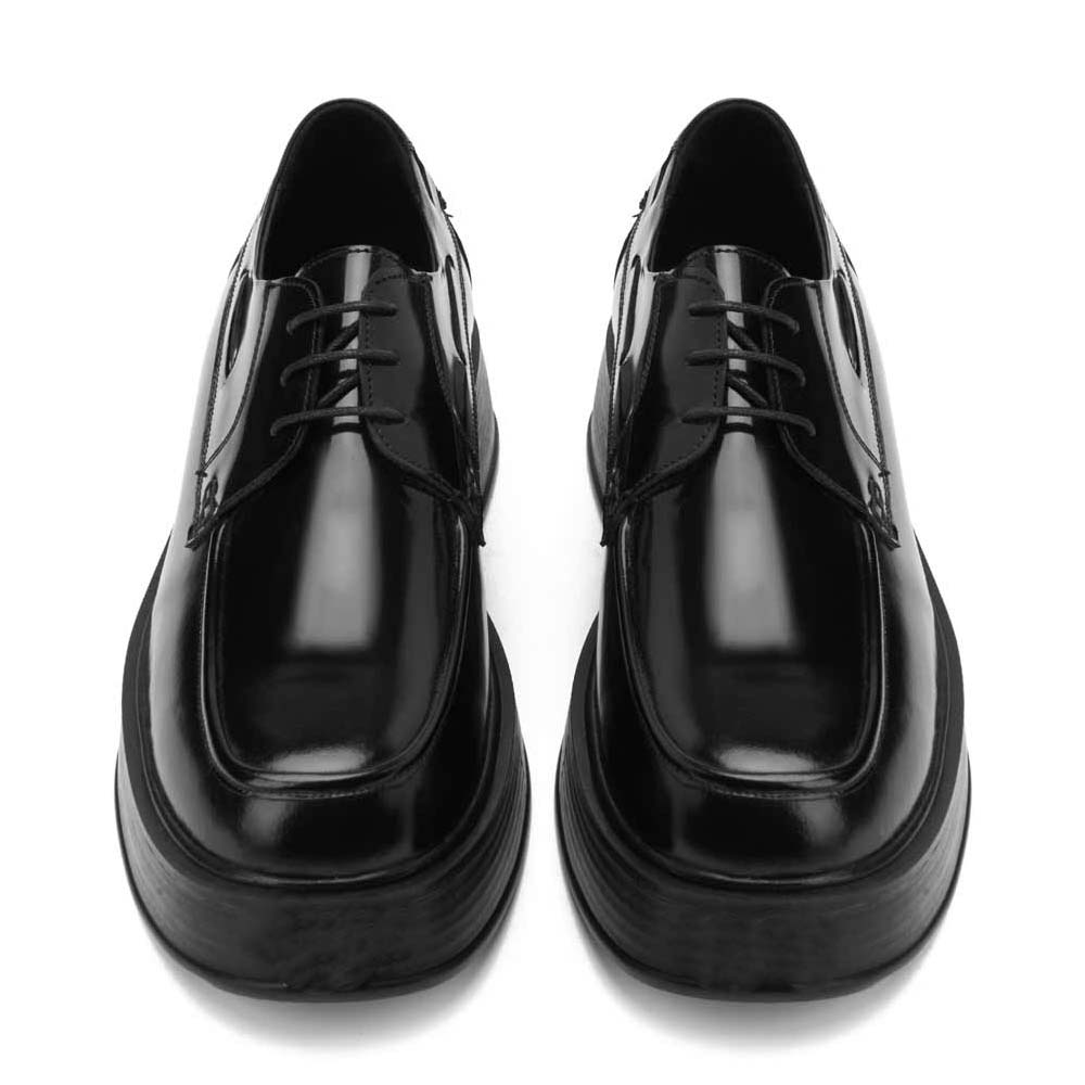 Men's high sole leather shoes - Black3