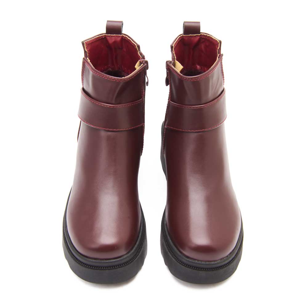women zipper fashion boots - Maroon2