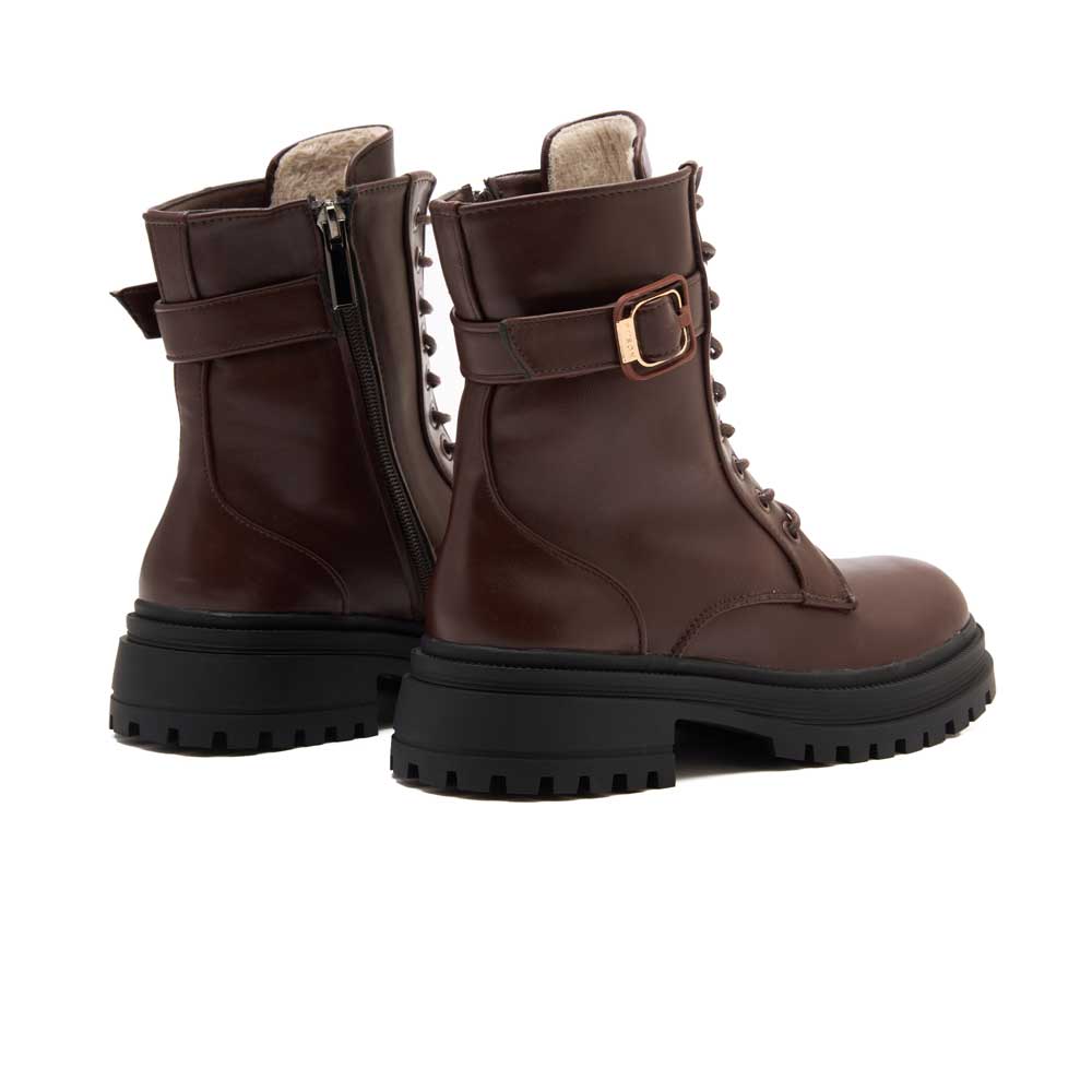 Women leather lace-up boot - Brown1