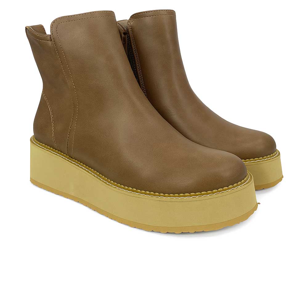 Women's High Sole Boot - Khaki