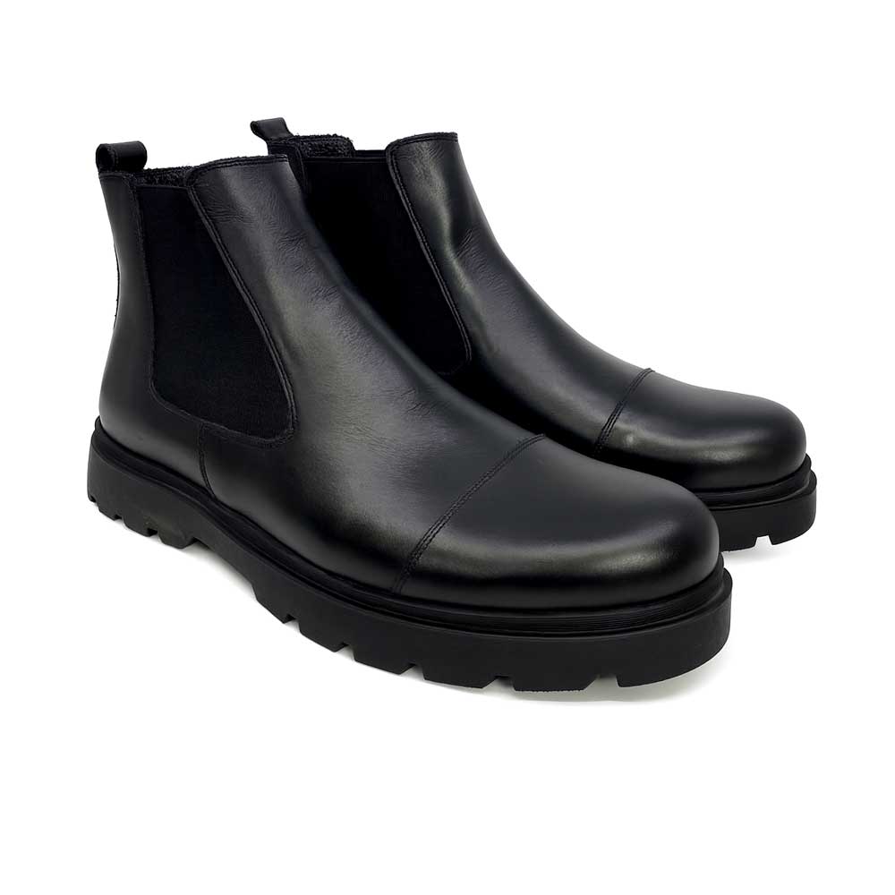 Men's Platform Leather Boot - Black