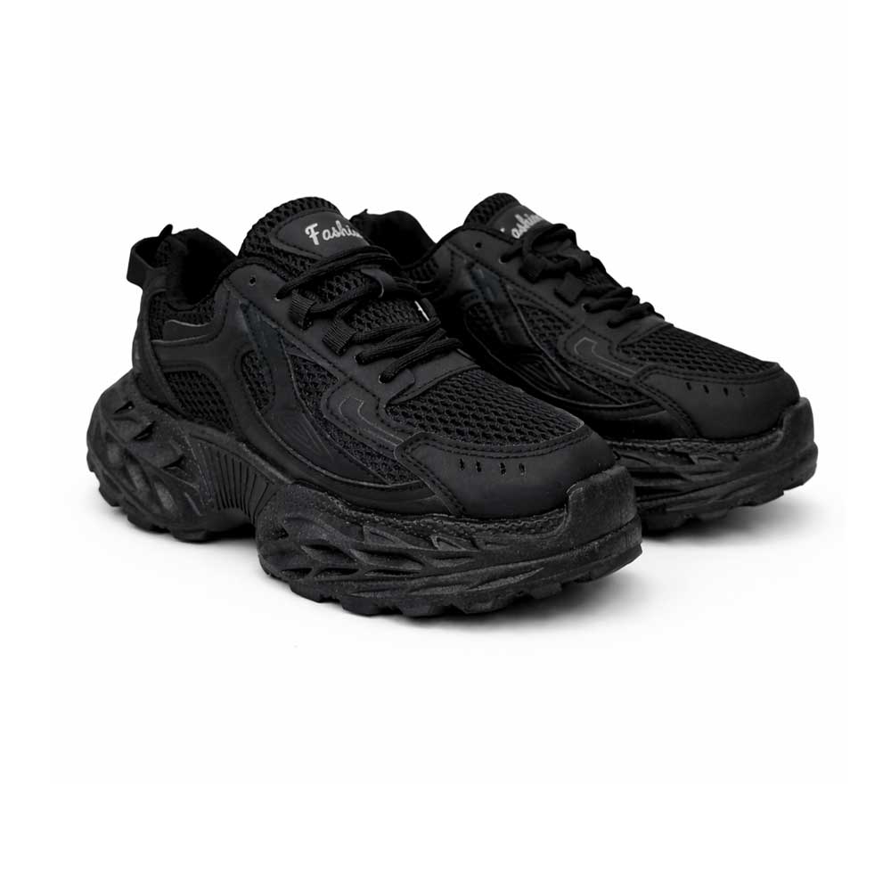 Women's Fashion Chunky Sole Sneakers - Black