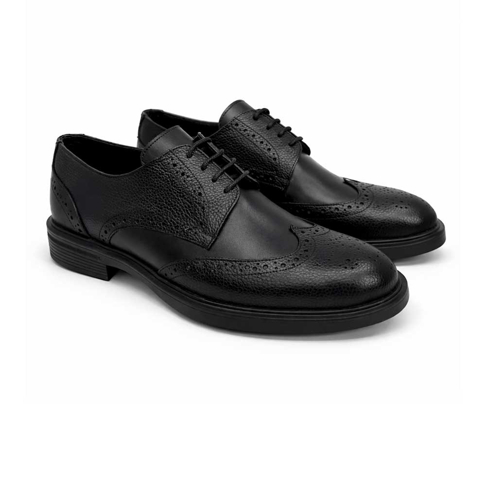 Men's Brogue Leather Shoes - Black