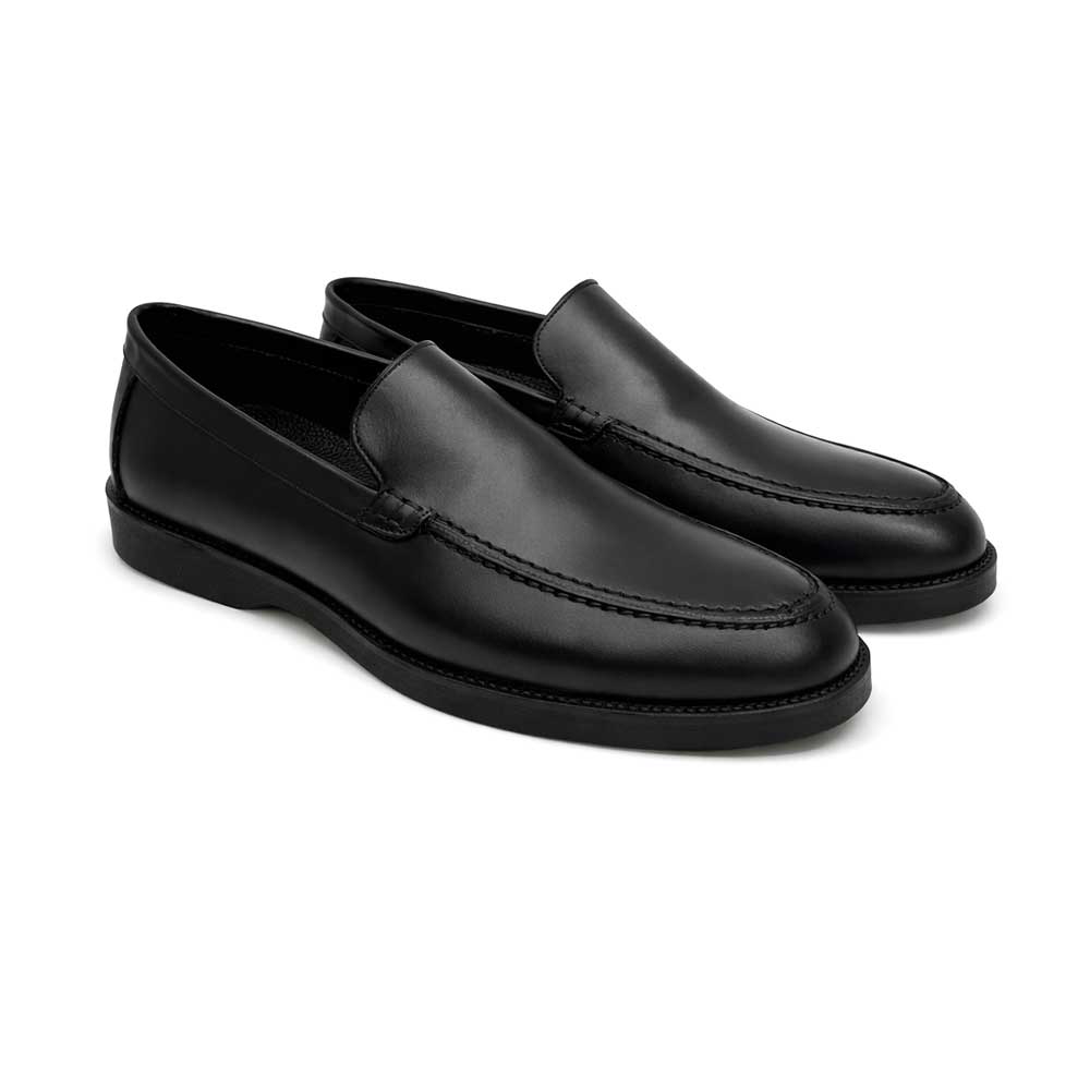Men's Plain Leather Moccasin - Black