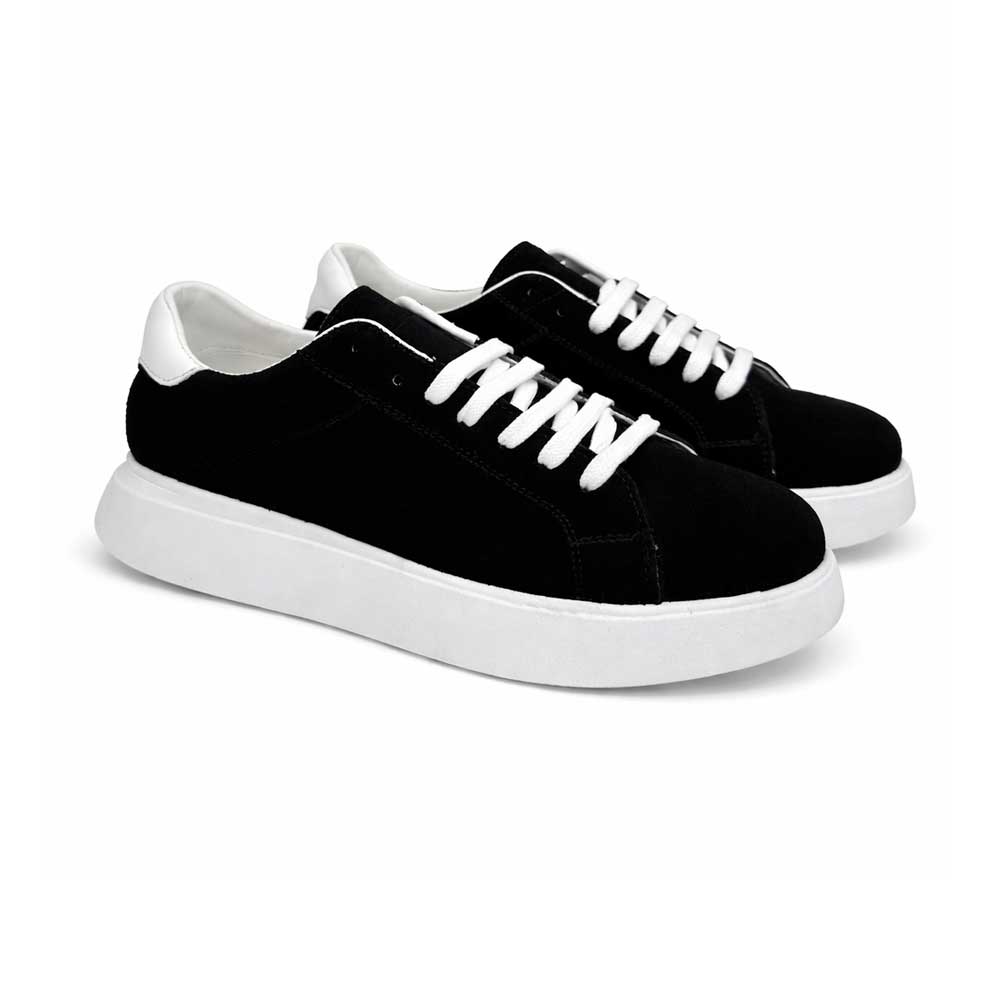 Men's Genuine Chamois Leather Sneakers - Black