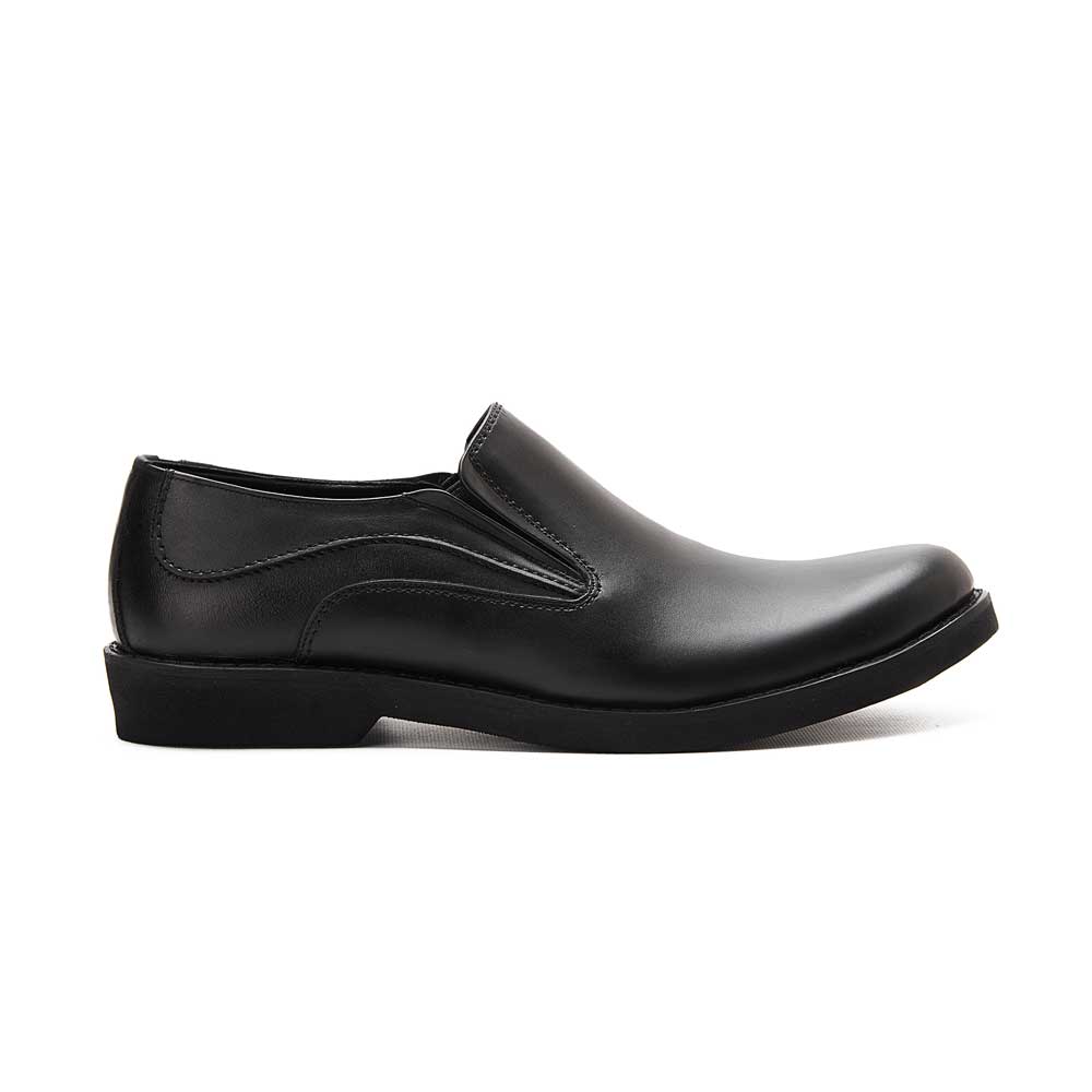 Leather slip on shoes with eva sole - Black