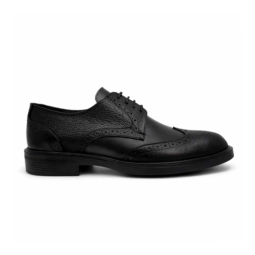 Men's Brogue Leather Shoes - Black