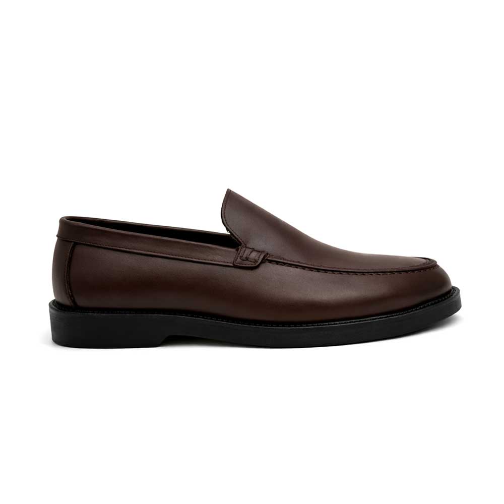 Men's Plain Leather Moccasin - Brown