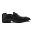 Men leather slip on loafer shoes - Black