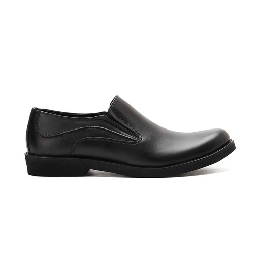 Leather slip on shoes with eva sole - Black