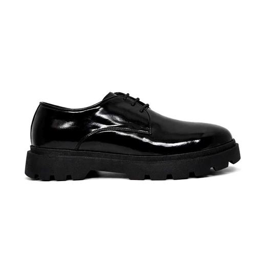 Men shiny leather trendy shoes - Black