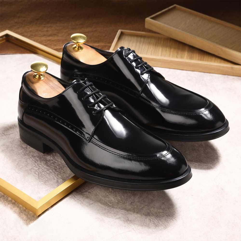 Men glossy derby shoes - Black3