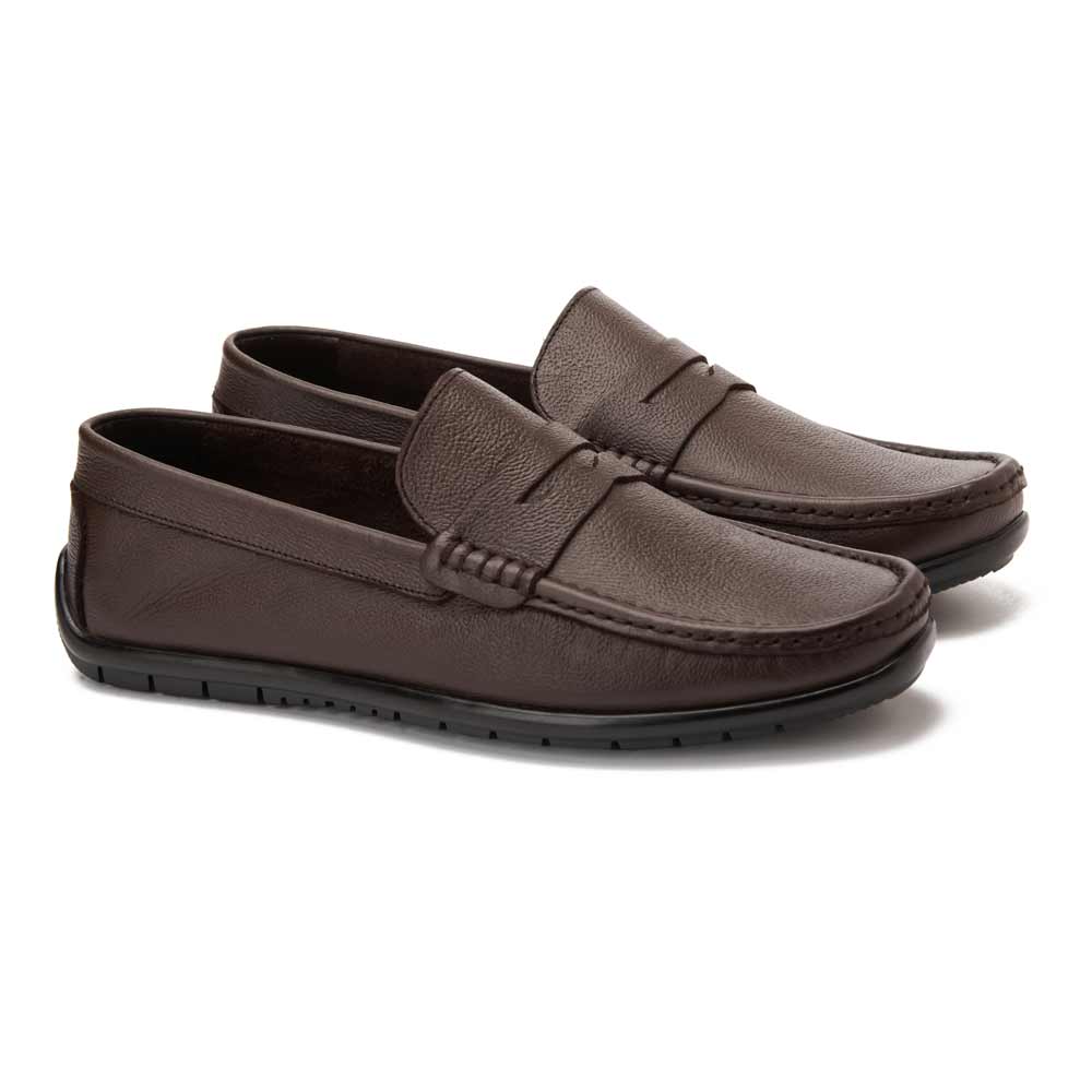 Men summer leather moccasin - Brown1