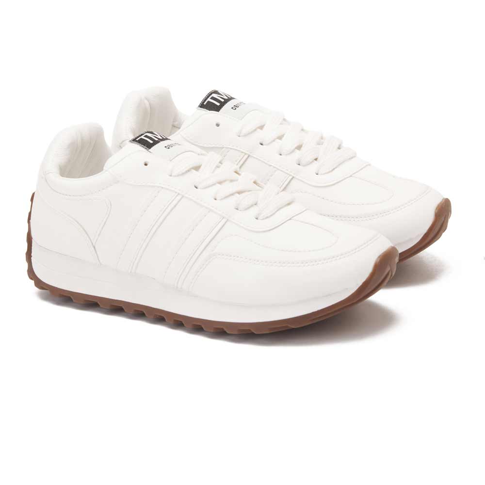 Women's casual lace-up trainers - White1
