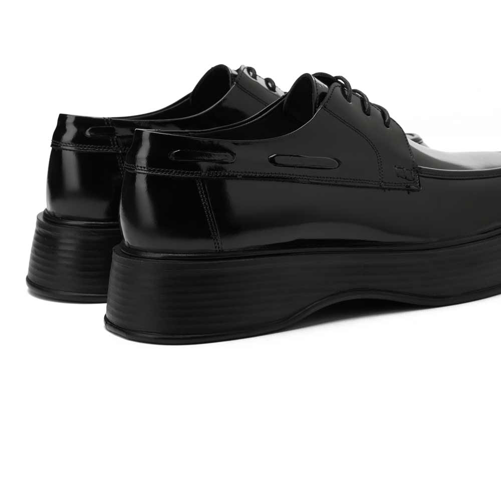 Men's high sole leather shoes - Black2