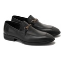 Men leather slip on loafer shoes - Black
