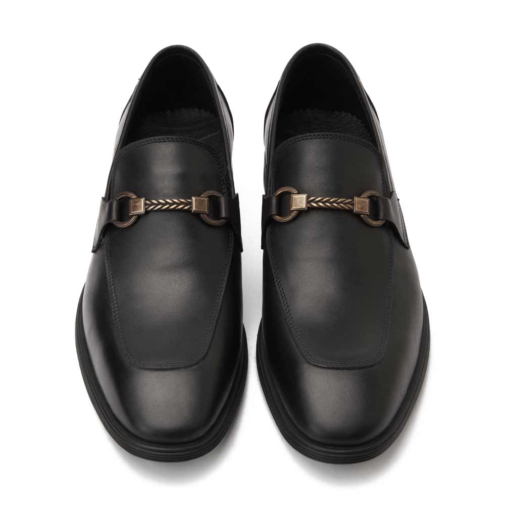 Men leather slip on loafer shoes - Black2