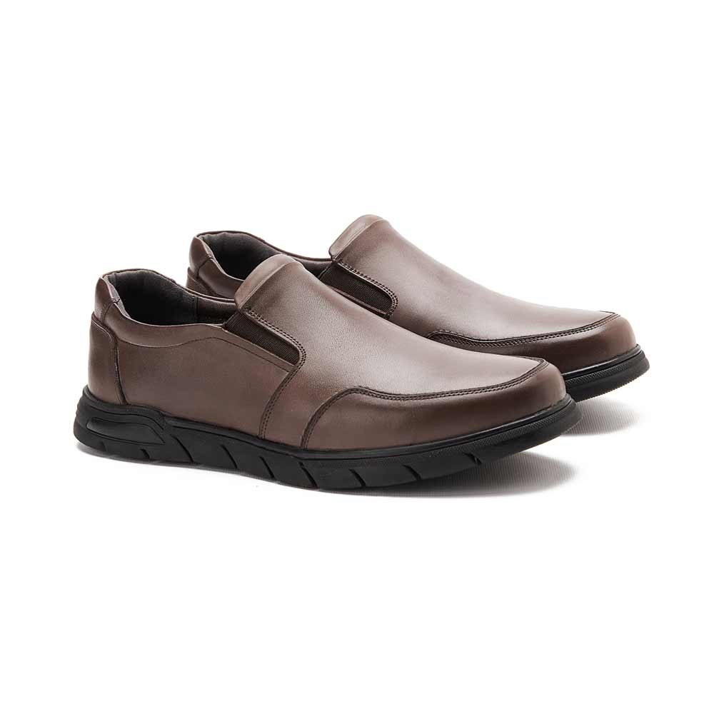 Men's leather casual shoes - Brown