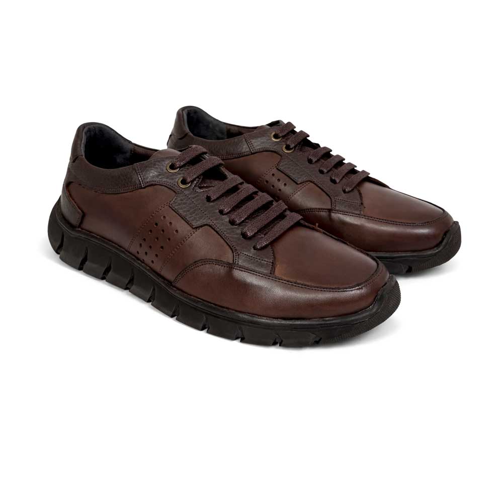 Men geniune leather trainers - Brown