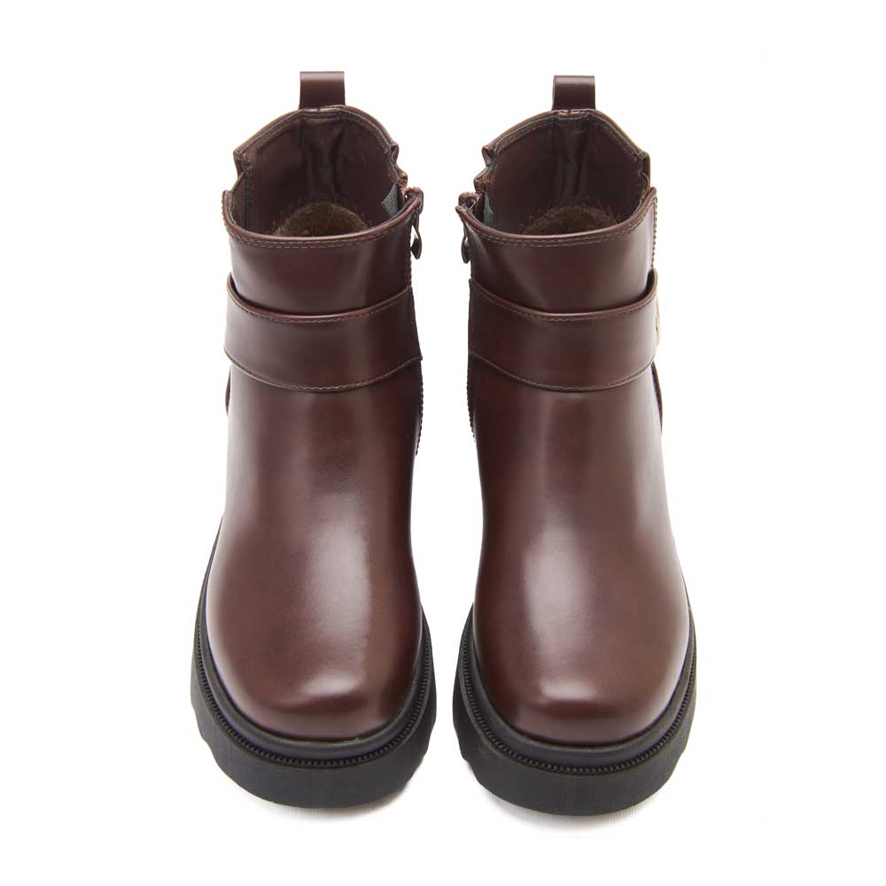 women zipper fashion boots - Brown2