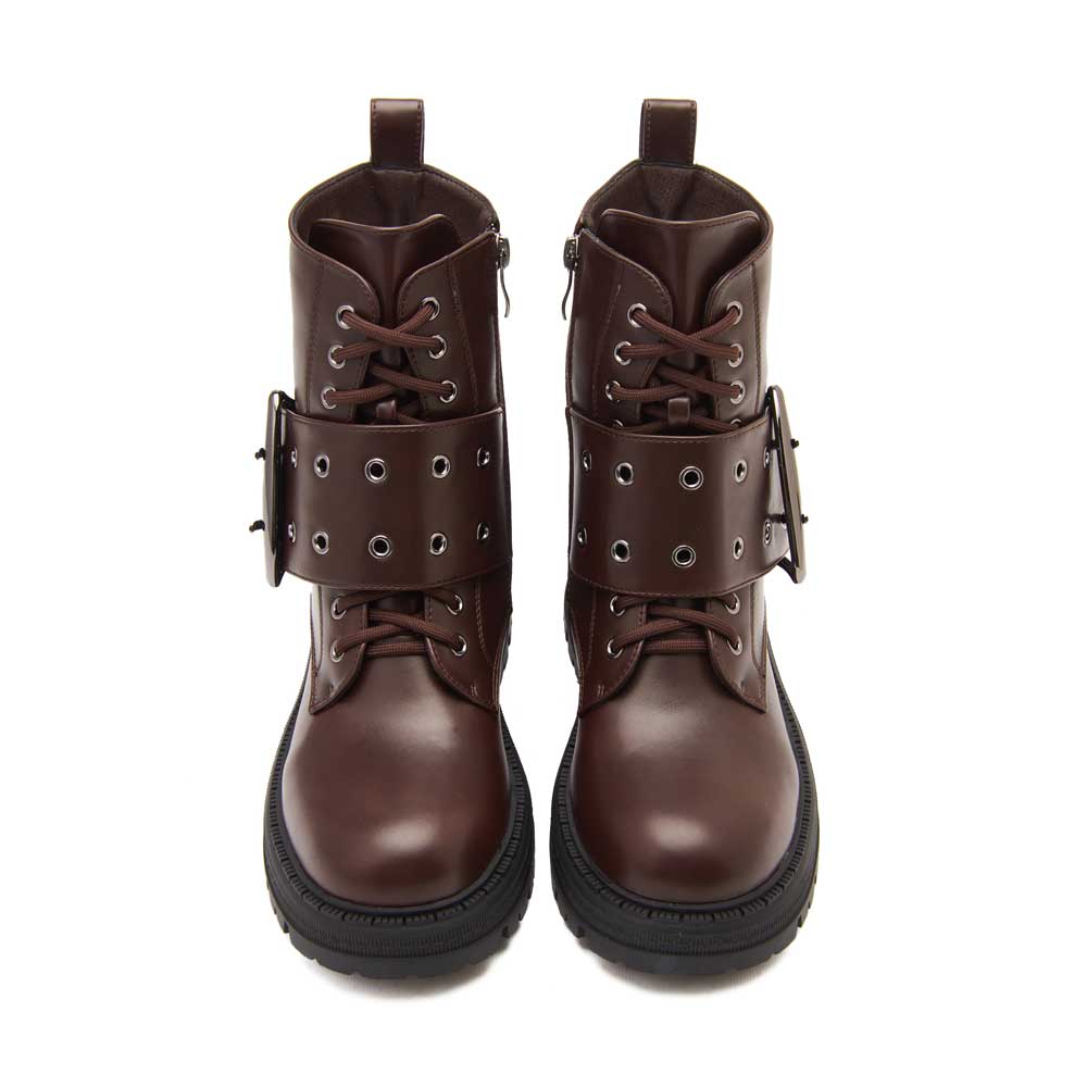 Women fashion lace-up boot - Brown2