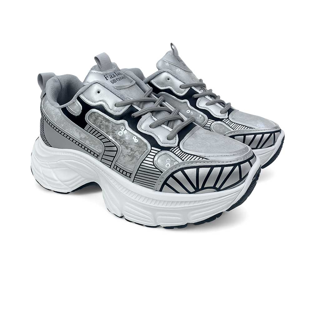 Women's Sequined Sneakers - Grey