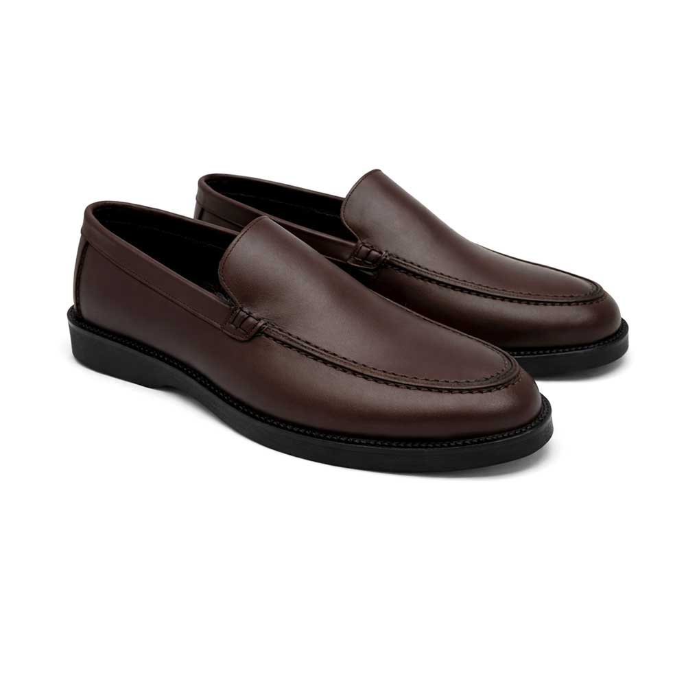 Men's Plain Leather Moccasin - Brown