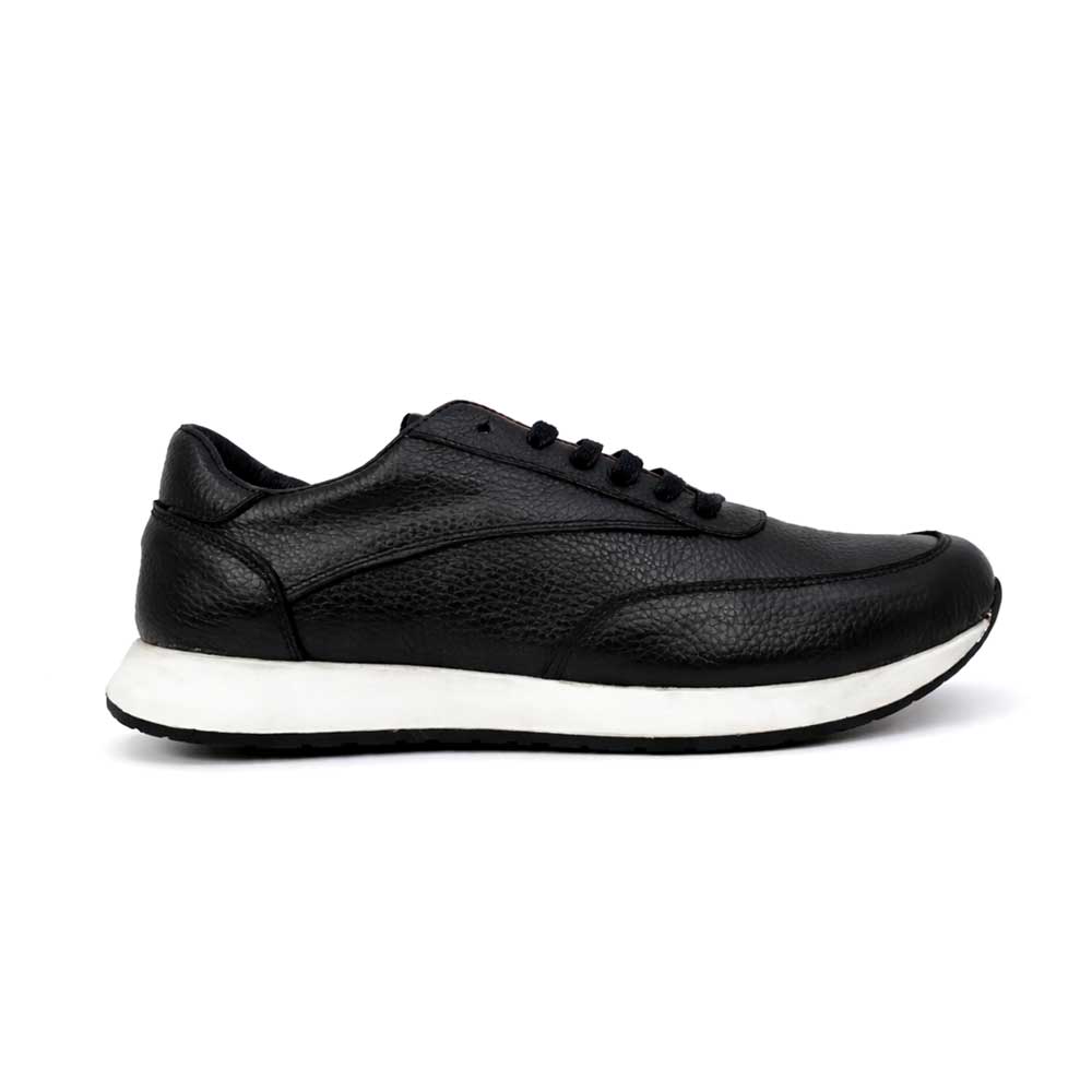 Men's Genuine Leather Sneakers - Black