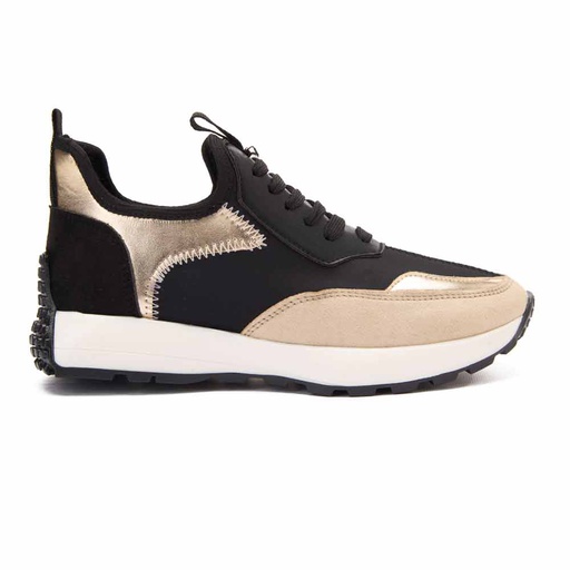 Women stylish goldy sneakers - Black