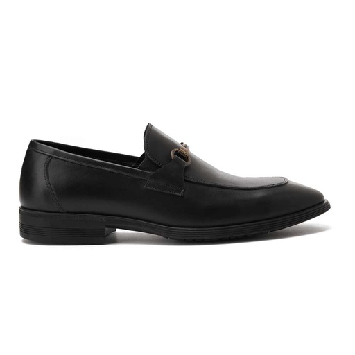 Men leather slip on loafer shoes - Black