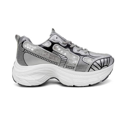 Women's Sequined Sneakers - Grey
