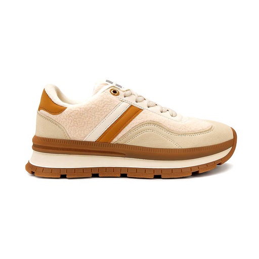 Women's Fleece Sneakers With Comfort Sole - Beige