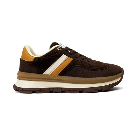 Women's Fleece Sneakers With Comfort Sole - Brown